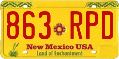 NM license plate 863RPD