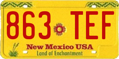 NM license plate 863TEF