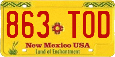 NM license plate 863TOD