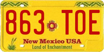 NM license plate 863TOE