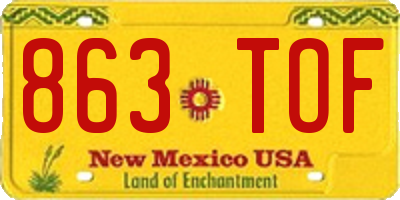 NM license plate 863TOF
