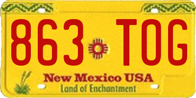 NM license plate 863TOG