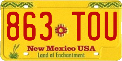 NM license plate 863TOU