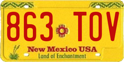 NM license plate 863TOV