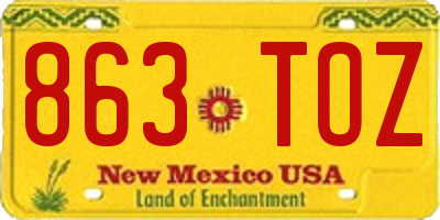 NM license plate 863TOZ