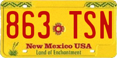 NM license plate 863TSN