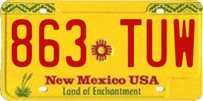 NM license plate 863TUW