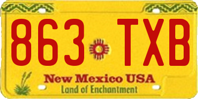 NM license plate 863TXB