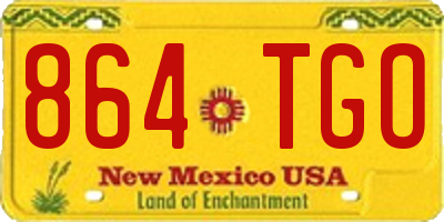 NM license plate 864TGO