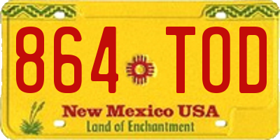 NM license plate 864TOD
