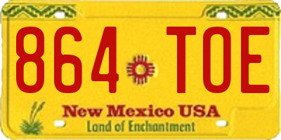 NM license plate 864TOE