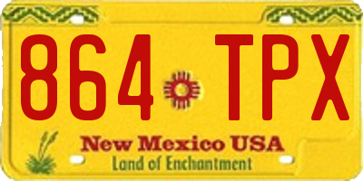 NM license plate 864TPX