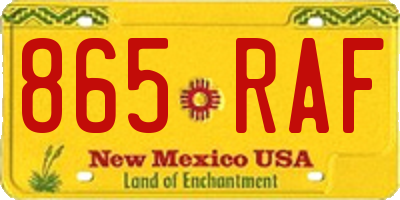 NM license plate 865RAF