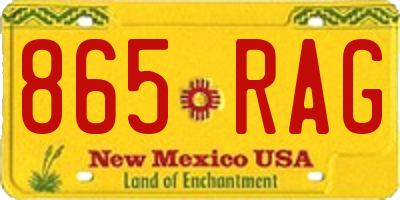 NM license plate 865RAG