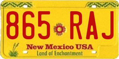 NM license plate 865RAJ