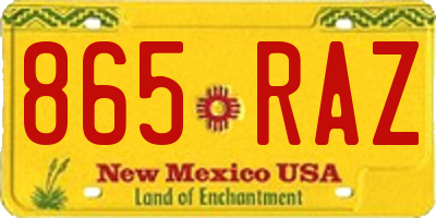 NM license plate 865RAZ