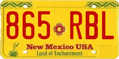 NM license plate 865RBL