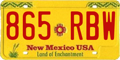 NM license plate 865RBW