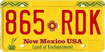 NM license plate 865RDK