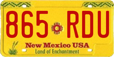 NM license plate 865RDU