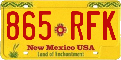NM license plate 865RFK