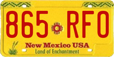 NM license plate 865RFO