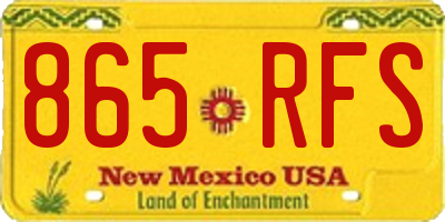 NM license plate 865RFS