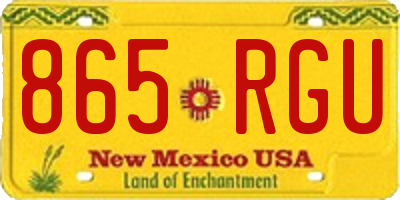 NM license plate 865RGU