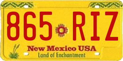 NM license plate 865RIZ