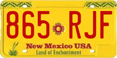 NM license plate 865RJF
