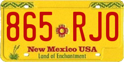 NM license plate 865RJO