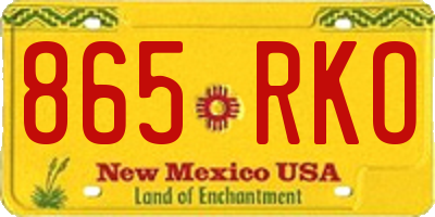 NM license plate 865RKO