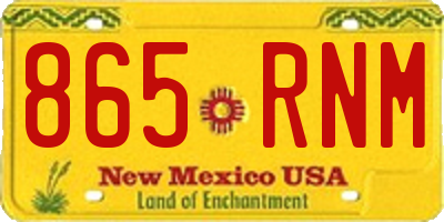 NM license plate 865RNM