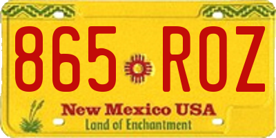 NM license plate 865ROZ