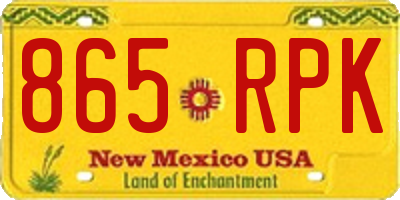 NM license plate 865RPK