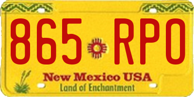 NM license plate 865RPO