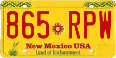 NM license plate 865RPW