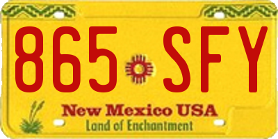 NM license plate 865SFY