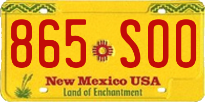 NM license plate 865SOO