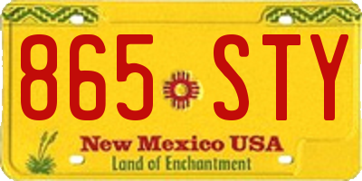 NM license plate 865STY