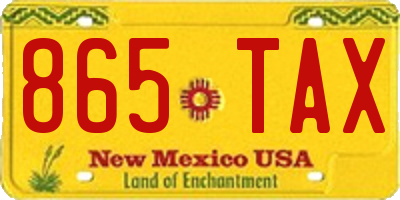 NM license plate 865TAX