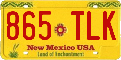 NM license plate 865TLK