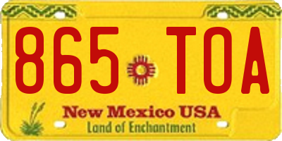 NM license plate 865TOA