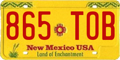 NM license plate 865TOB
