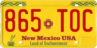 NM license plate 865TOC
