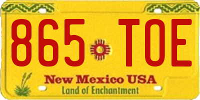 NM license plate 865TOE