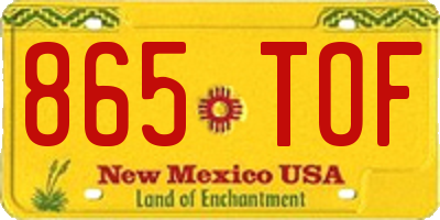 NM license plate 865TOF