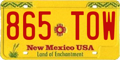 NM license plate 865TOW