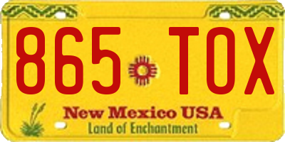 NM license plate 865TOX