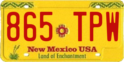 NM license plate 865TPW